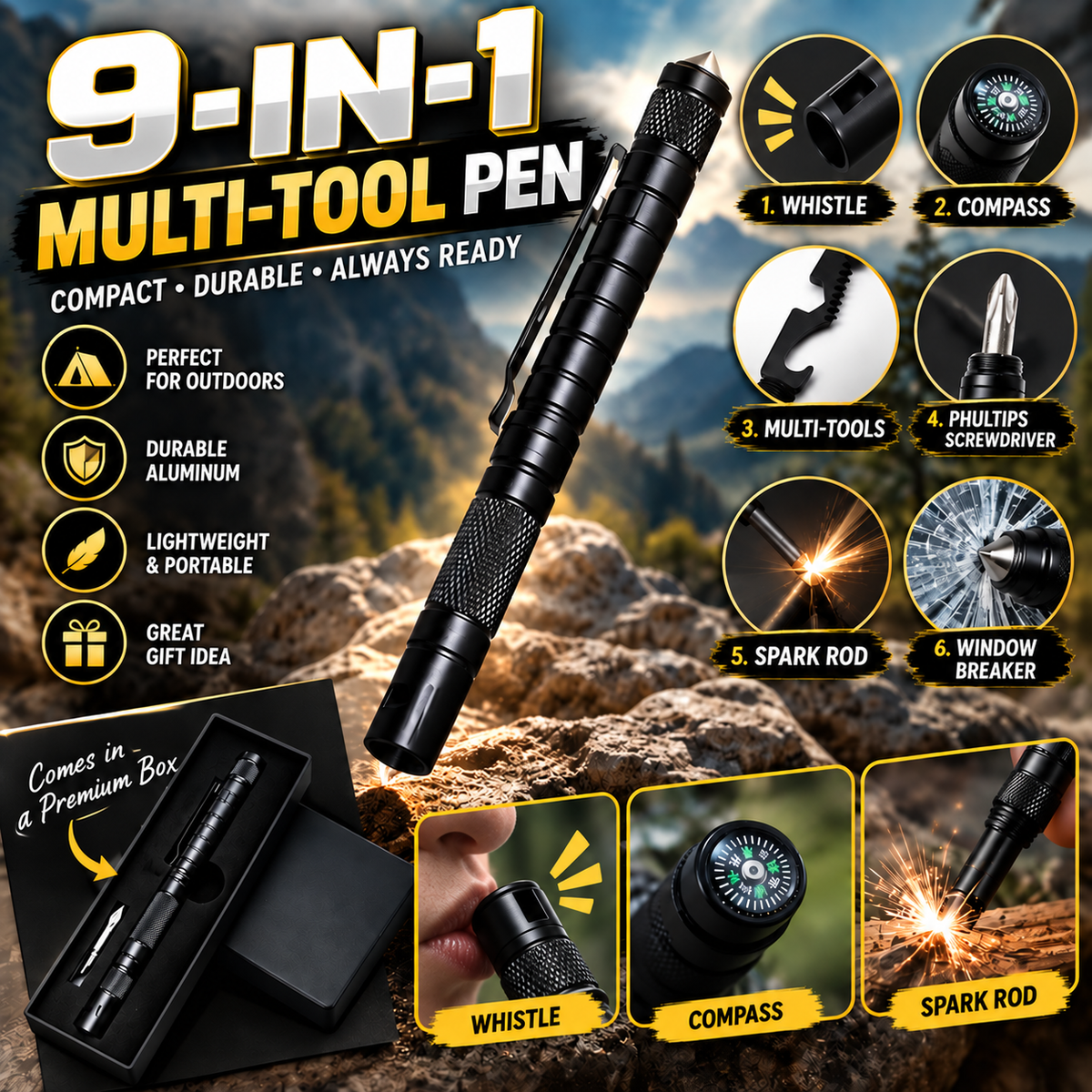 9-in-1 Tactical Multitool Pen