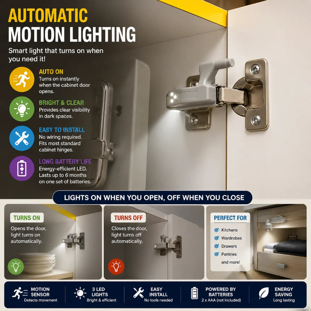 Hinge LED Light on cabinet