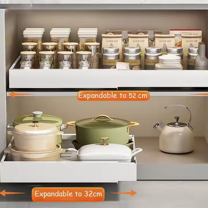 Adjustable Pull-Out Kitchen Drawer Organizer – Extendable 32–52cm