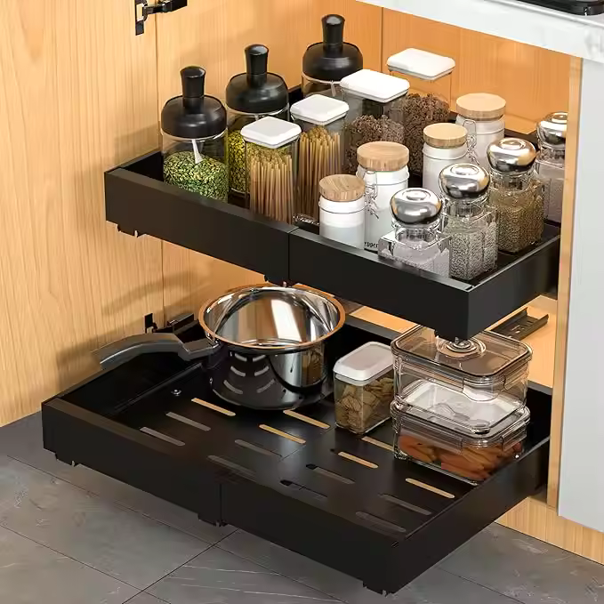 Adjustable Pull-Out Kitchen Drawer Organizer – Extendable 32–52cm