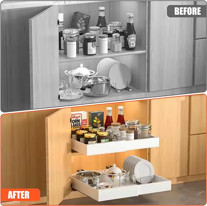 Adjustable Pull-Out Kitchen Drawer Organizer – Extendable 32–52cm